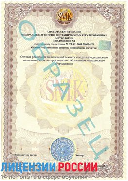 Образец сертификата соответствия (приложение) Сегежа Сертификат ISO 13485